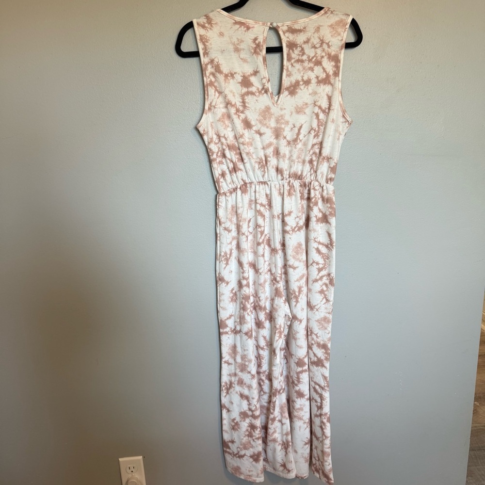 Pink Lily Women's Tie-Dye Jumpsuit - Cream and Pink Size Medium - Picture 8 of 10